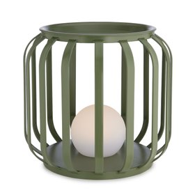 Abode Outdoor Short Metal Plant Stand Table With Orb Light