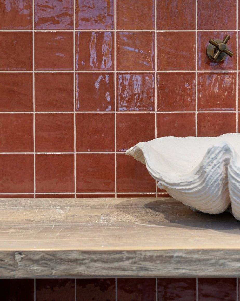Farini Cinnamon Glazed Square Decorative Tiles