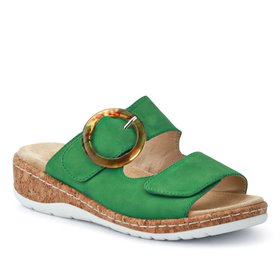 Wide Fit Dual-Fasten Mules Green