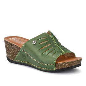 High Wedge-Heeled Mule Sandal Green
