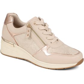 Metallic Accent Wedge Trainers Beige