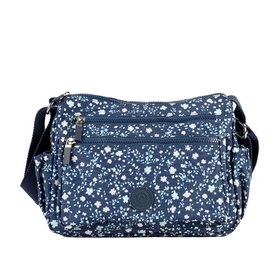 Zip Close Messenger Bag - Navy Floral