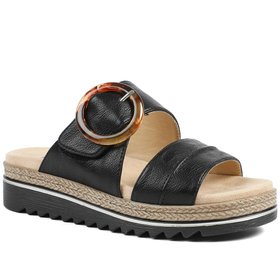 Adjustable Fitting Mules - Black