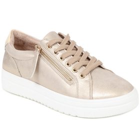 Zip Up Chunky Platform Trainers - Soft Gold