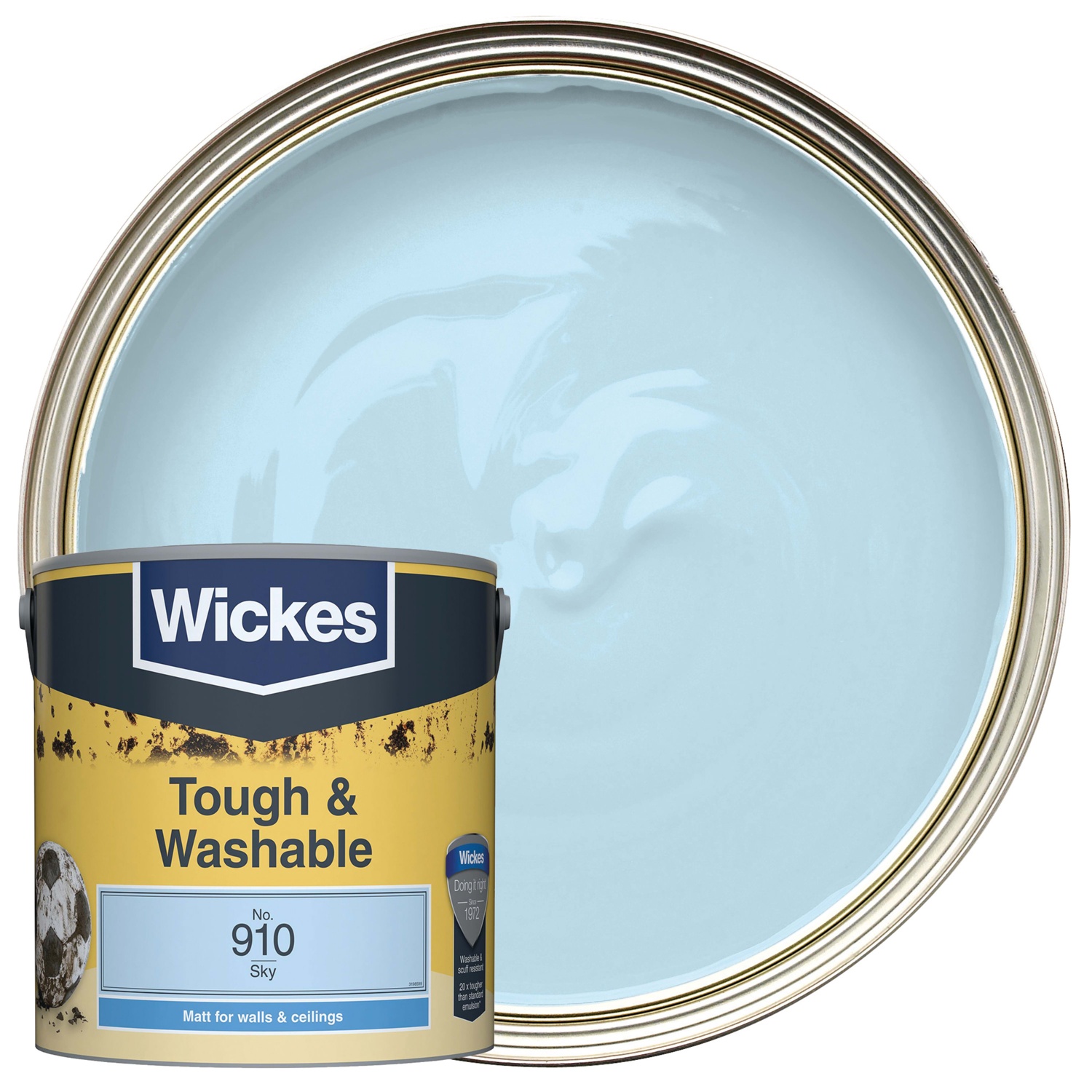 Wickes Tough & Washable Matt Emulsion Paint - Sky No.910 - 2.5L