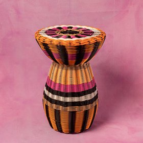 Woven Table | Pink, Orange & Black