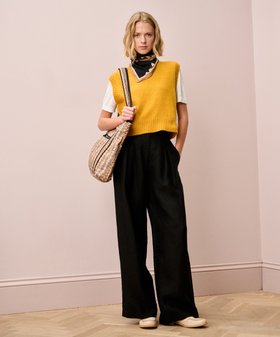 Washed Linen Trousers - Black