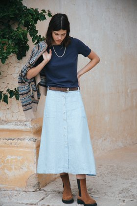 Cotton Knit Classic T-Shirt in Navy