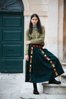 Wool Donegal Cardigan in Lichen