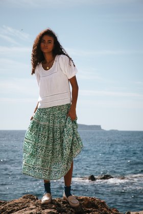 Organic Cotton Block Print Skirt
