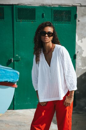 Ladies' Smock Blouse in White