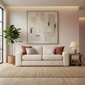 Milan Natural Fabric 3 Seater Sofa