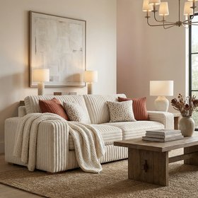 Milan Natural Fabric 3 Seater Sofa