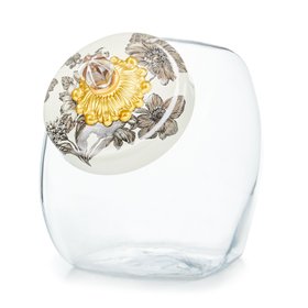 Cookie Jar With Sterling English Garden Lid