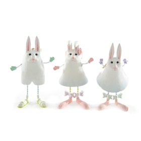 MacKenzie-Childs - Patience Brewster Marshmallow Rabbit Ornaments - Set Of 3