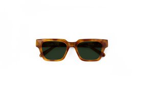 Macrae in Amber with Classic Green Lenses