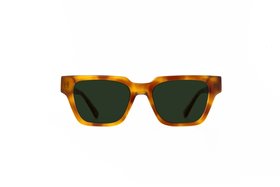 Macrae in Amber with Classic Green Lenses