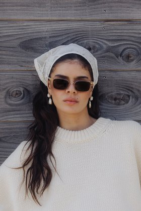 IOLLA X CLÒIMH 001 in Vanilla Crystal with classic brown lenses
