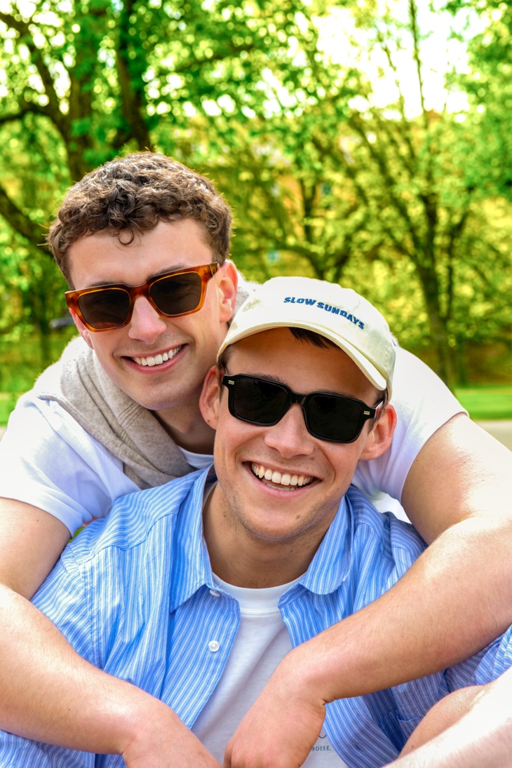 Macrae in Amber with Classic Green Lenses