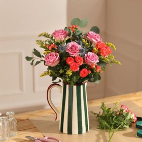 Fairtrade Bouquet 'Träumerei' & Der wintergestreifte Krug