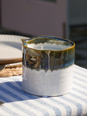 Large Green Ombré Garden Candle