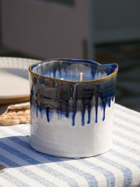 Large Blue Ombré Garden Candle