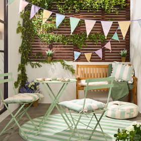 OHS Indoor/Outdoor Stripe Print Seat Pads - Sage/Cream