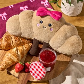 OHS Chloe The Bow Croissant Cushion - Natural/Hot Pink