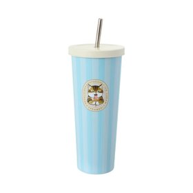 Mofusand Ice Cream Collection Blue Striped Tumbler & Straw