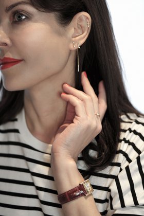 Minimalist curated ear stack in 18k solid gold