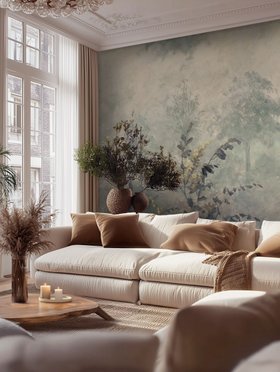 Forest Lush Plants Grey II Wallpaper