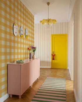 Tranquil Gingham Big Pattern Yellow II - Wallpaper