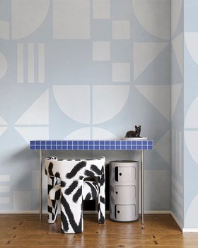 Bauhaus Geo Blue - Wallpaper