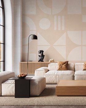 Bauhaus Geo Peachy Beige - Wallpaper