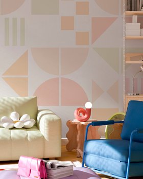 Bauhaus Geo Pastel Pink- Large - Wallpaper