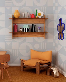 Bauhaus geo blue - Wallpaper