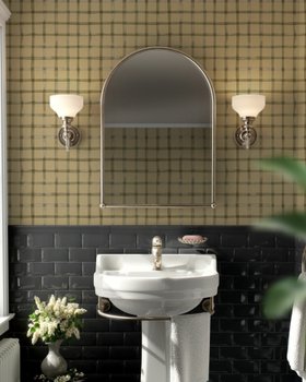 Earth toned gingham olive and desert - Wallpaper