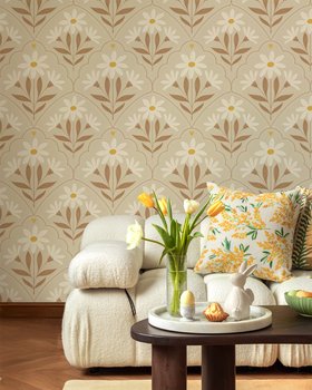 Folk Floral Daisy - Wallpaper