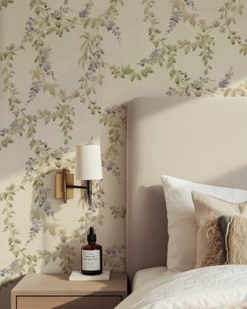 Flowing Wisteria Muted Sage - Wallpaper