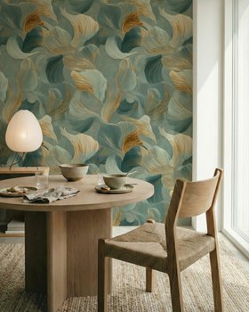 Rhythmic Curves Large Teal - Wallpaper