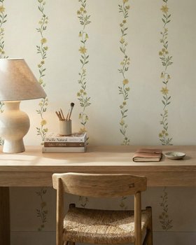 Winding Flora Yellow - Wallpaper