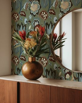 Flowing Floral Olive - Wallpaper