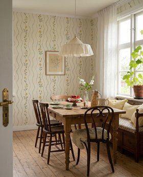 Winding Flora With Vines Yellow - Wallpaper