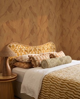 Artisan Painted Leaf Caramel - Wallpaper