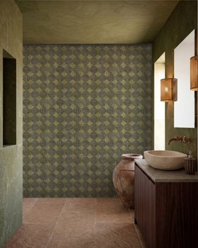 Artisan Carved Circle Olive - Wallpaper