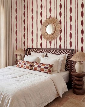 Artisan Shibori Stripe Burgundy - Wallpaper