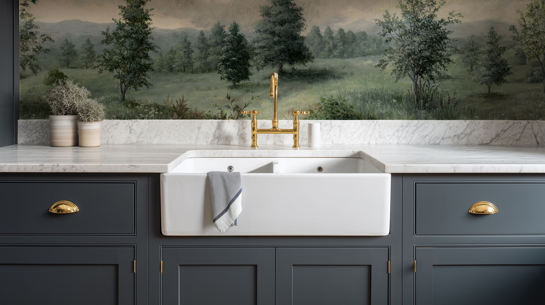 Lush Plants and Trees Landscape Wallpaper