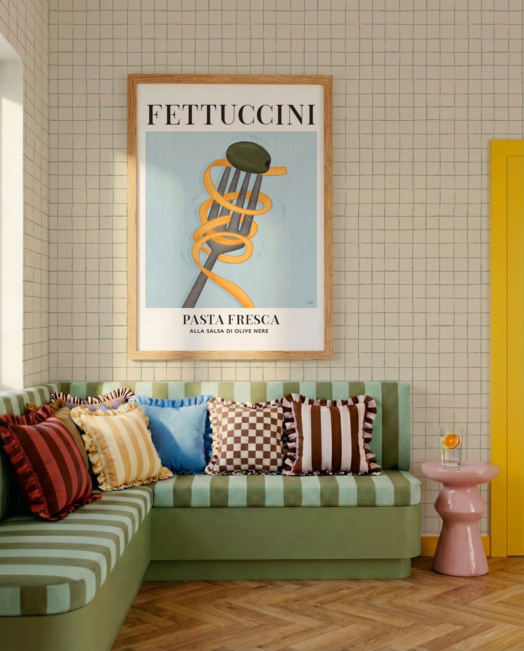 Rustic Windowpane Green - Wallpaper