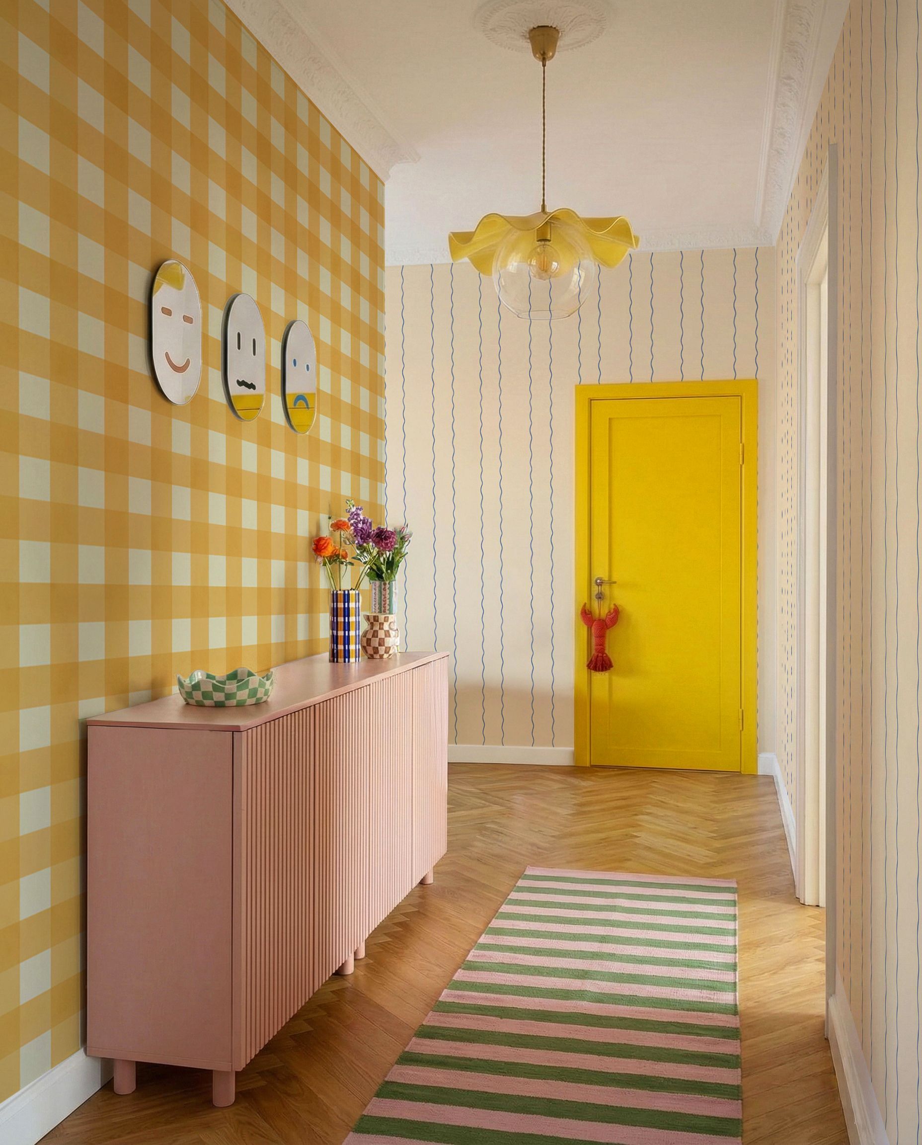 Tranquil Gingham Big Pattern Yellow II - Wallpaper