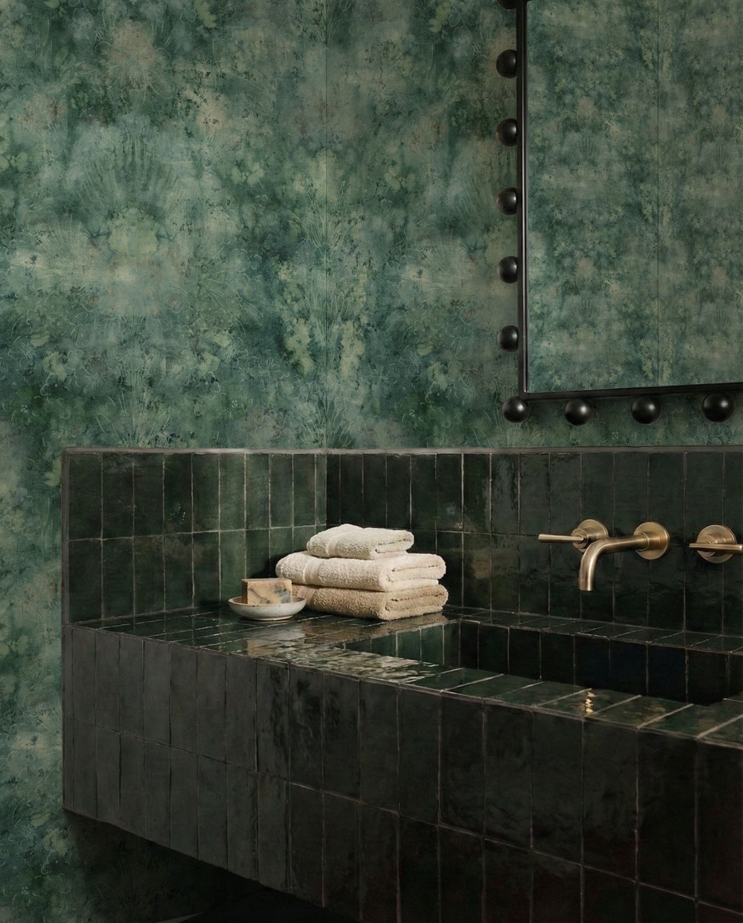 Petal Drift Teal - Wallpaper